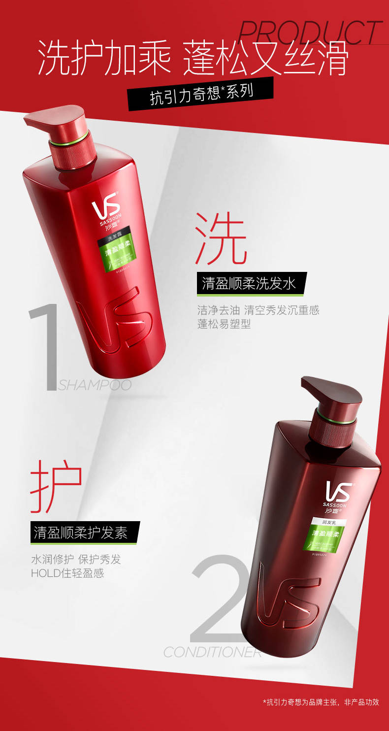 vs沙宣洗发水400/750ml去屑头屑改善毛躁止痒修护水养