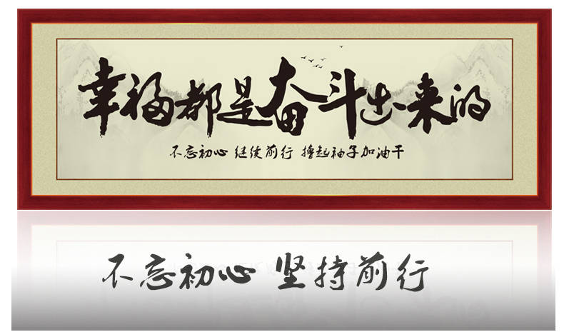 字画书法办公室励志墙贴字自粘客厅装饰画贴纸幸福都是奋斗出来的