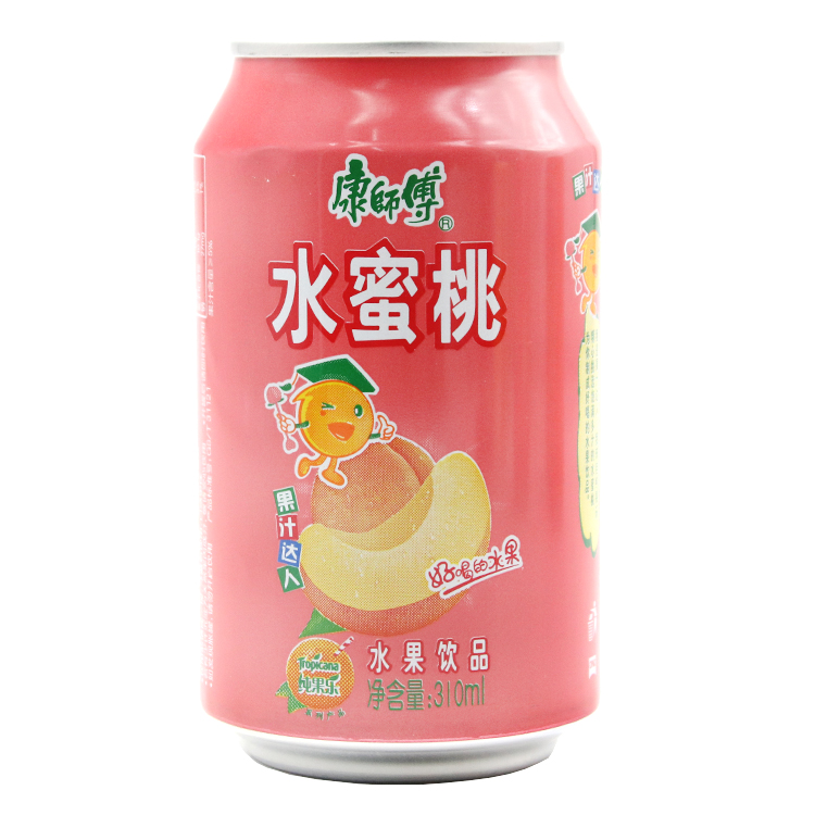新货 康师傅水蜜桃汁饮料桃子水果饮品310ml*12罐整箱