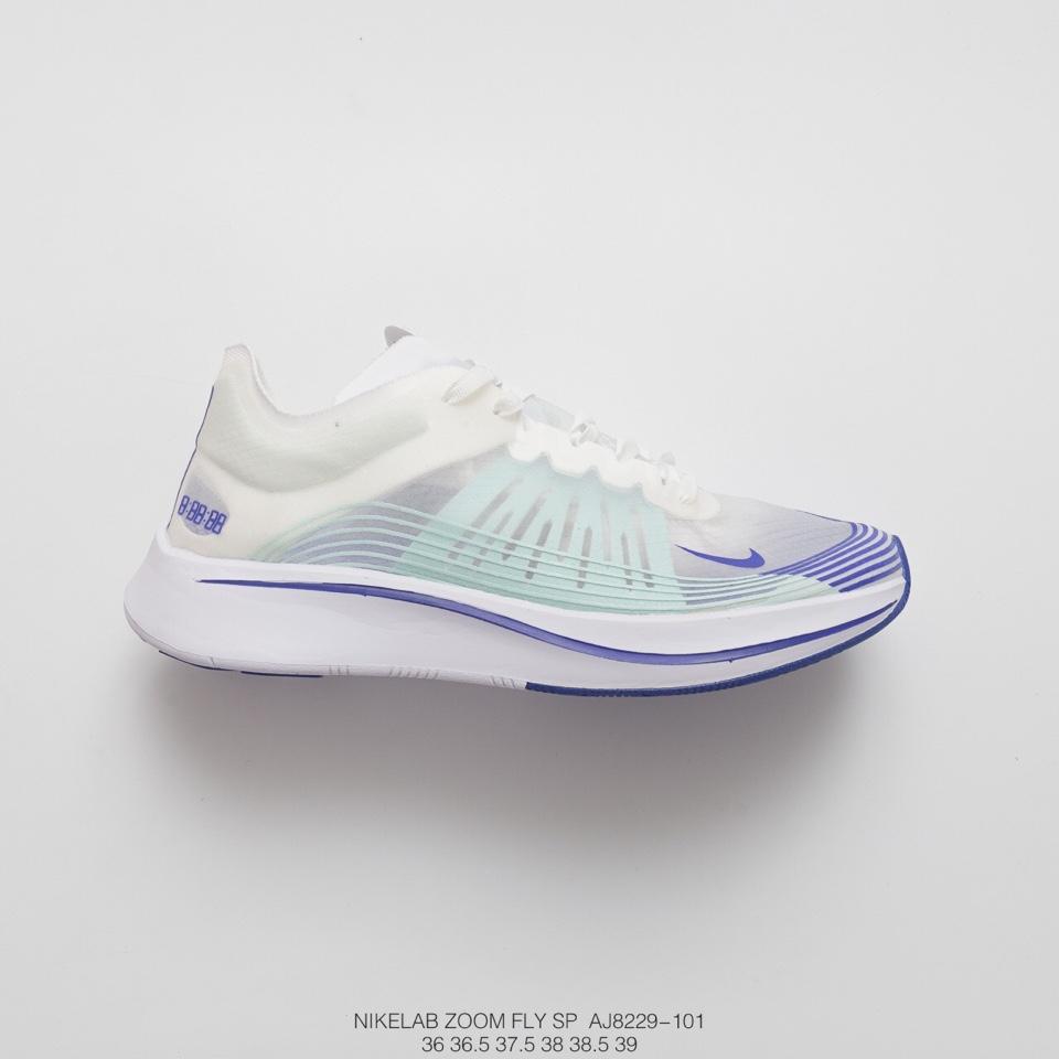 耐克/nike air zoom fly sp"透明网白宝蓝"飞行马拉松高弹透气运动