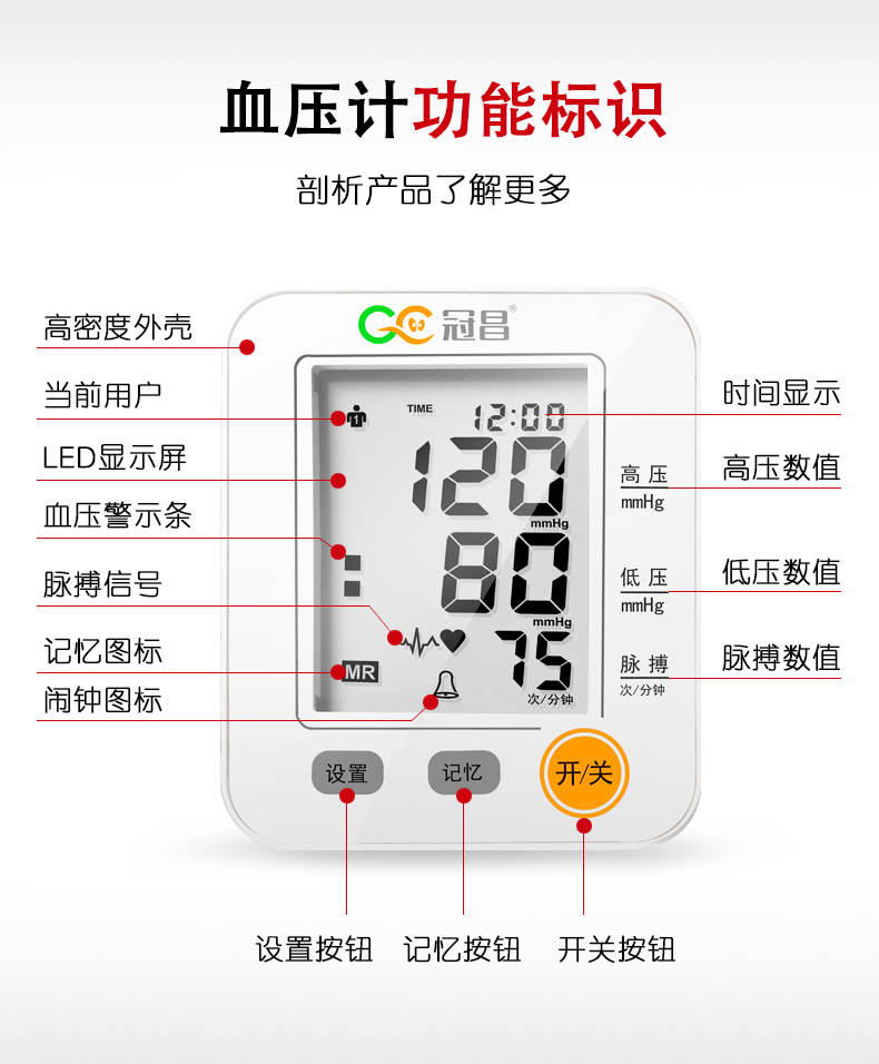 冠昌电子血压计说明书图片