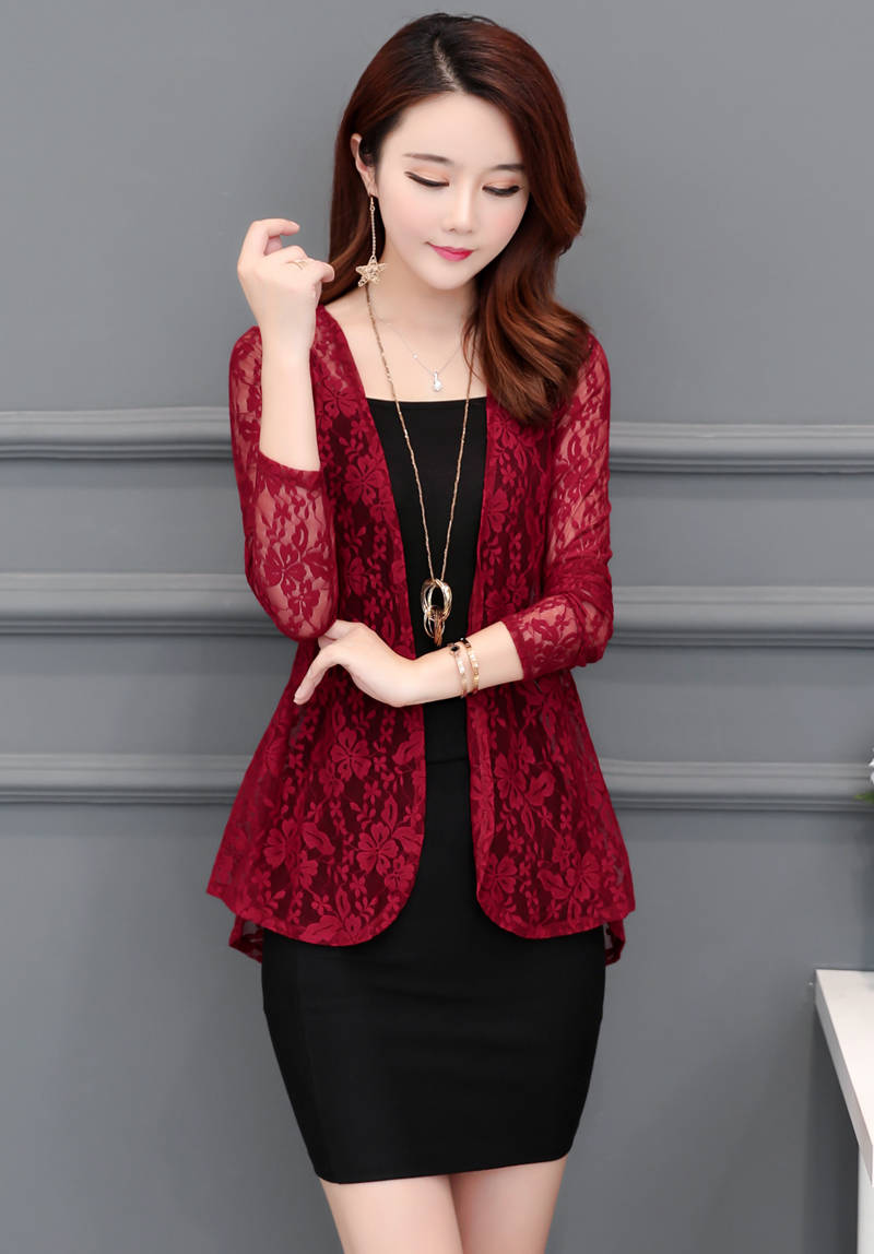 2019春季新款外套蕾丝衫韩版女装女士长袖防晒衣披肩外套大码开衫