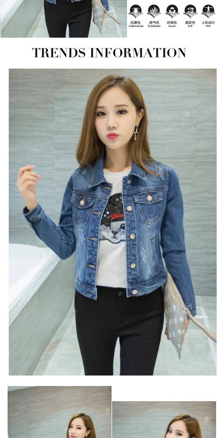 秋季牛仔外套女学生韩版宽松bf牛仔服上衣短款女春秋休闲小外套