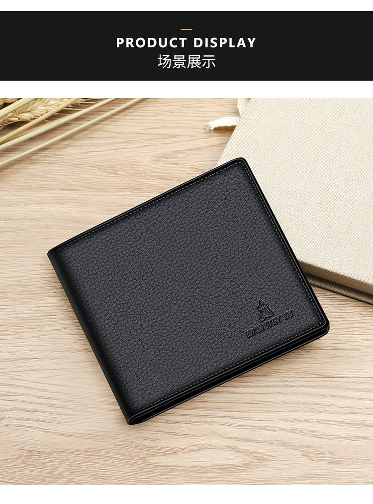 稻草人钱包男短款真皮横款新款简约牛皮韩版学生青年男士钱夹正品