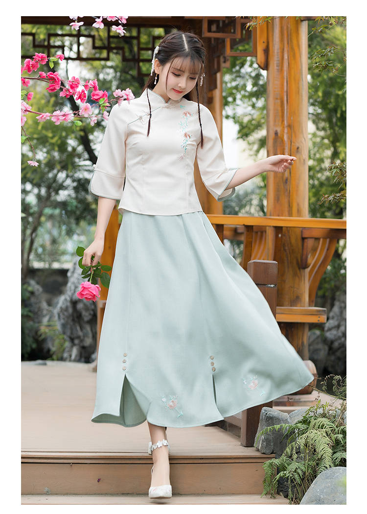 民国风女装复古学生装春秋改良日常装中国风汉服女唐装旗袍两件套