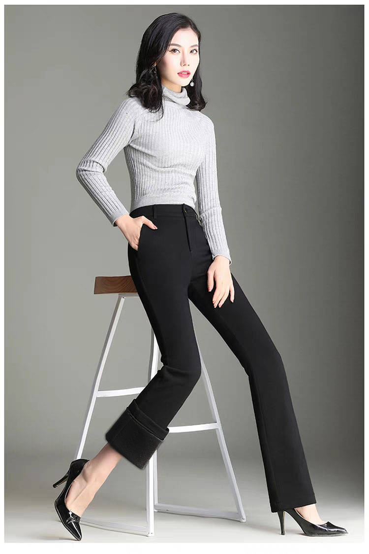 高腰弹力微喇裤长裤直筒裤大码女裤显高显瘦女裤