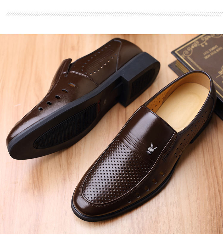 【头层牛皮】男士凉鞋夏季镂空皮鞋男真皮休闲透气中老年人爸爸鞋