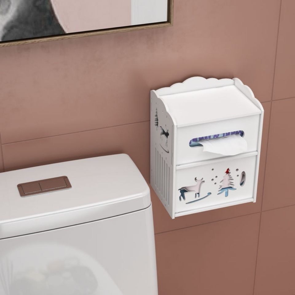 卫生间纸巾盒厕纸盒创意免打孔卷纸抽纸筒挂壁式卫生纸防水置物架