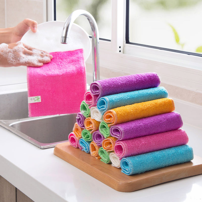 不沾油洗碗布加厚竹纤维洗碗巾神器厨房抹布吸水不掉毛家用百洁布