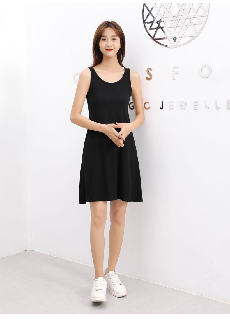 青年中学生无袖裙连衣裙长裙睡衣裙2019夏季爆款螺纹棉连衣裙女 韩版