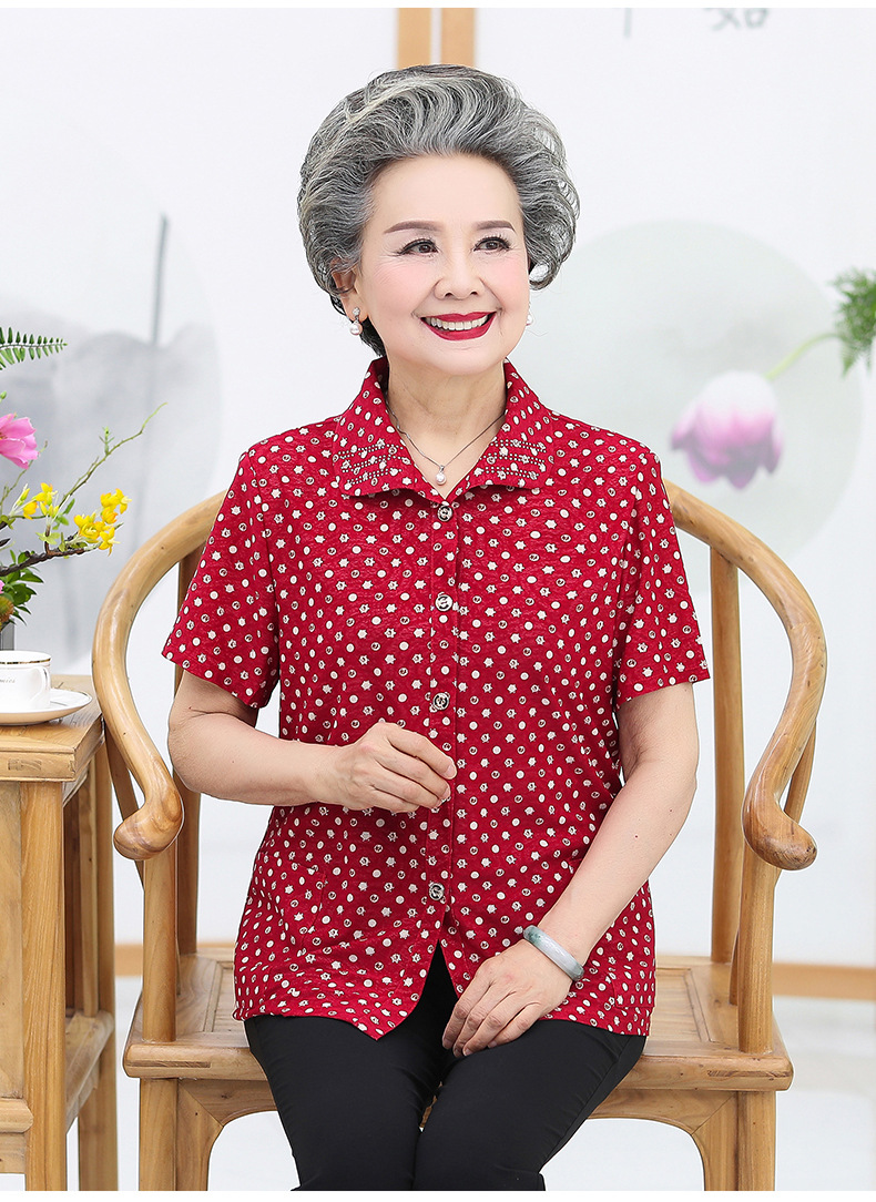 216866-93a中老年人女装夏季奶奶装夏装衬衫60岁宽松上衣老人衣服妈妈