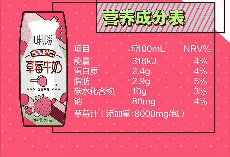 伊利味可滋牛奶香蕉巧克力芝士莓果牛奶240ml*12盒牛奶整箱