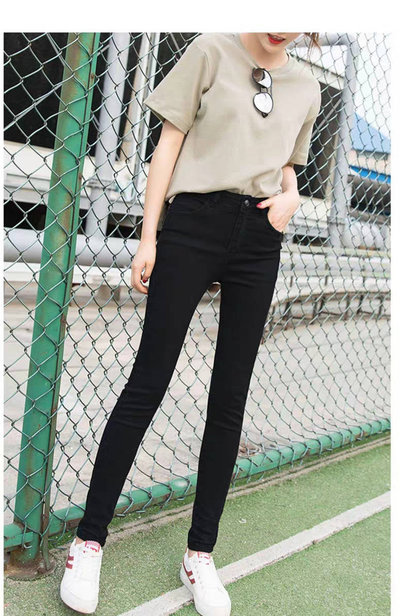 黑色牛仔裤女小脚裤弹力高腰显瘦紧身长裤子女学生韩版铅笔裤女
