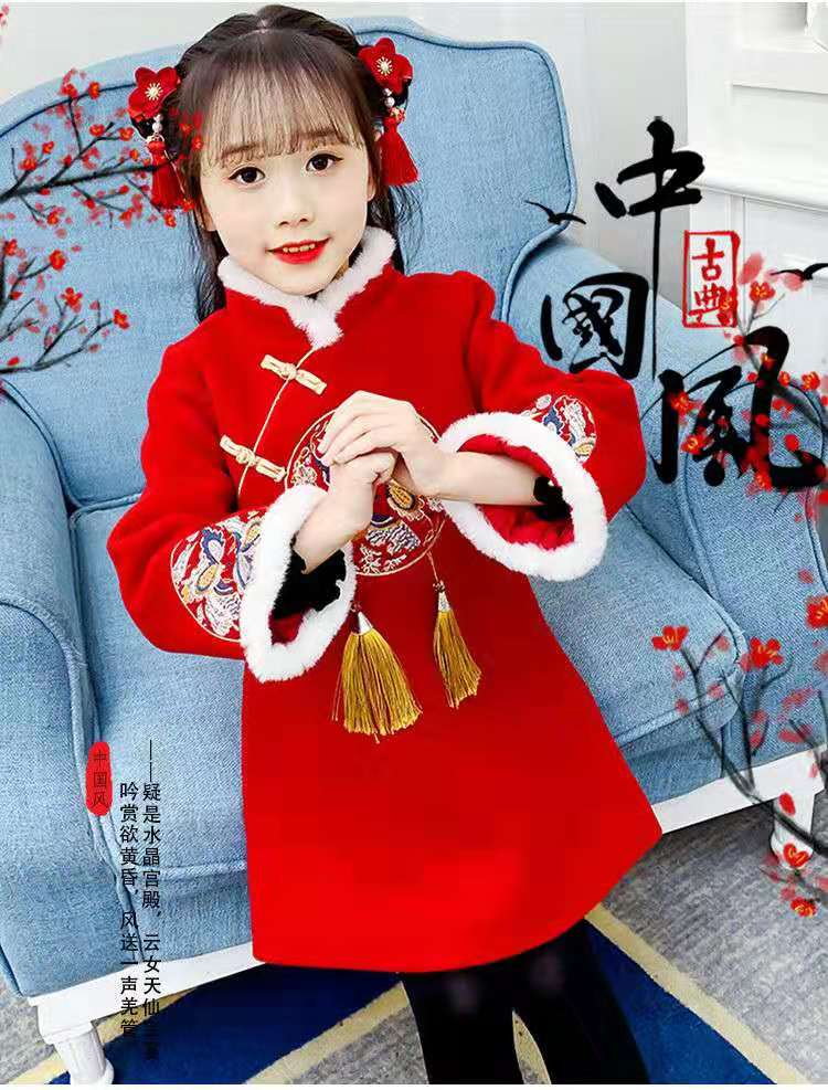 女童拜年服宝宝儿童过年服2019新款中国风新年装旗袍唐装冬装汉服