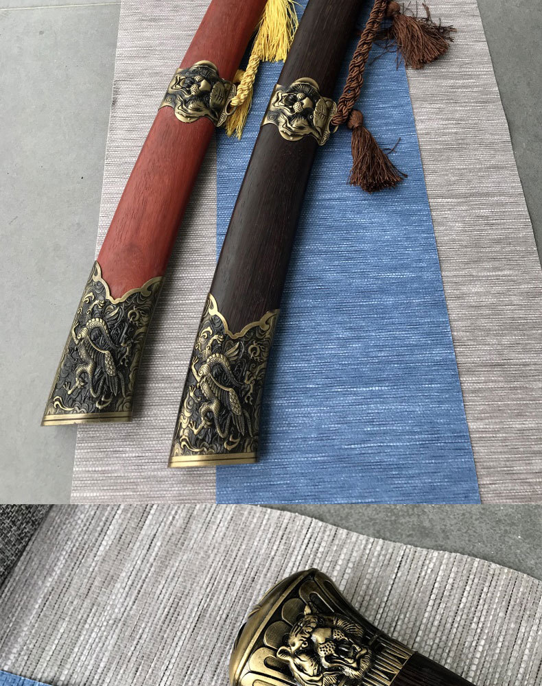 龙泉宝刀高锰钢一体龙虎刀明清仿古刀剑金属工艺品冷兵器未开刃