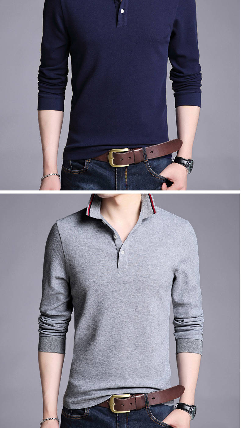 【抖音同款】南极人男装polo衫翻领长袖秋装男装立领t恤条纹宽松