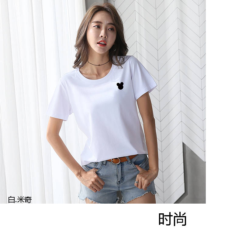 高品质棉白色t恤女短袖宽松2020夏装简约棉半袖圆领女休闲百搭