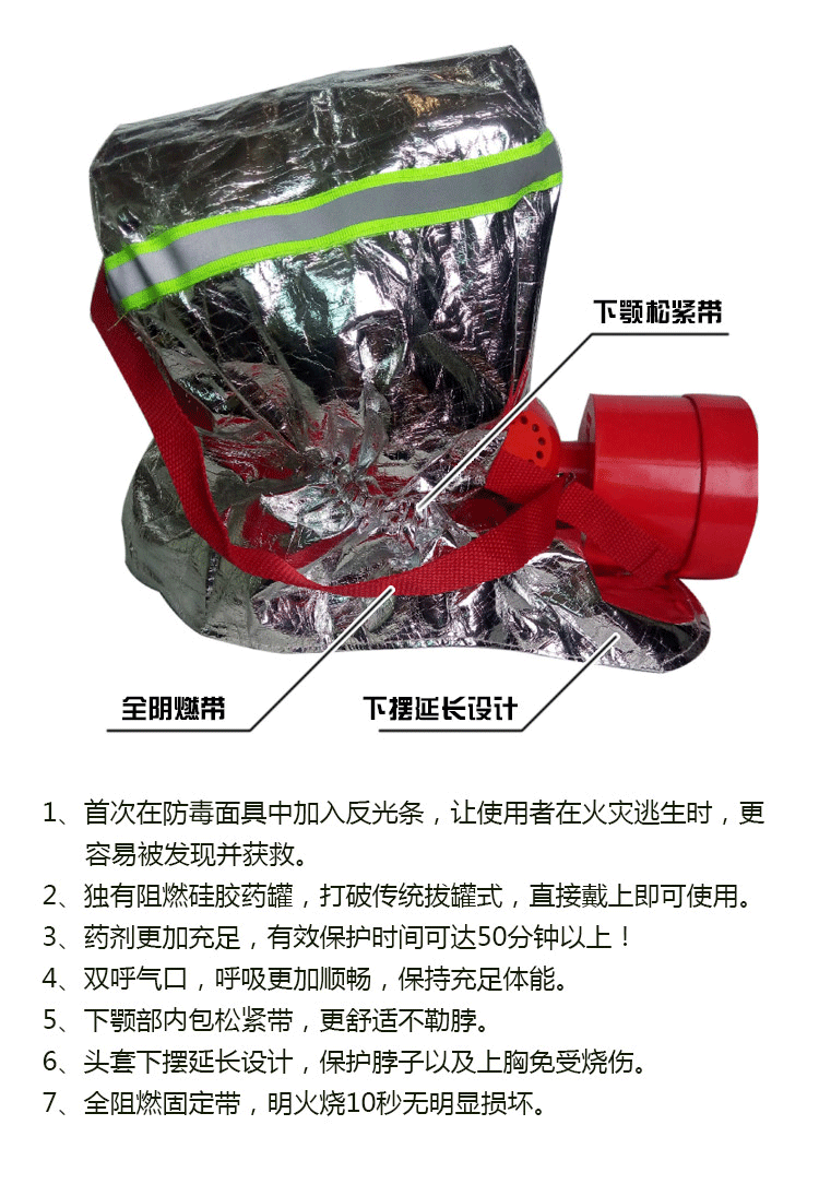 火灾逃生面具防毒口罩过滤式自救呼吸器消防防毒面具tzl30兴安牌消防