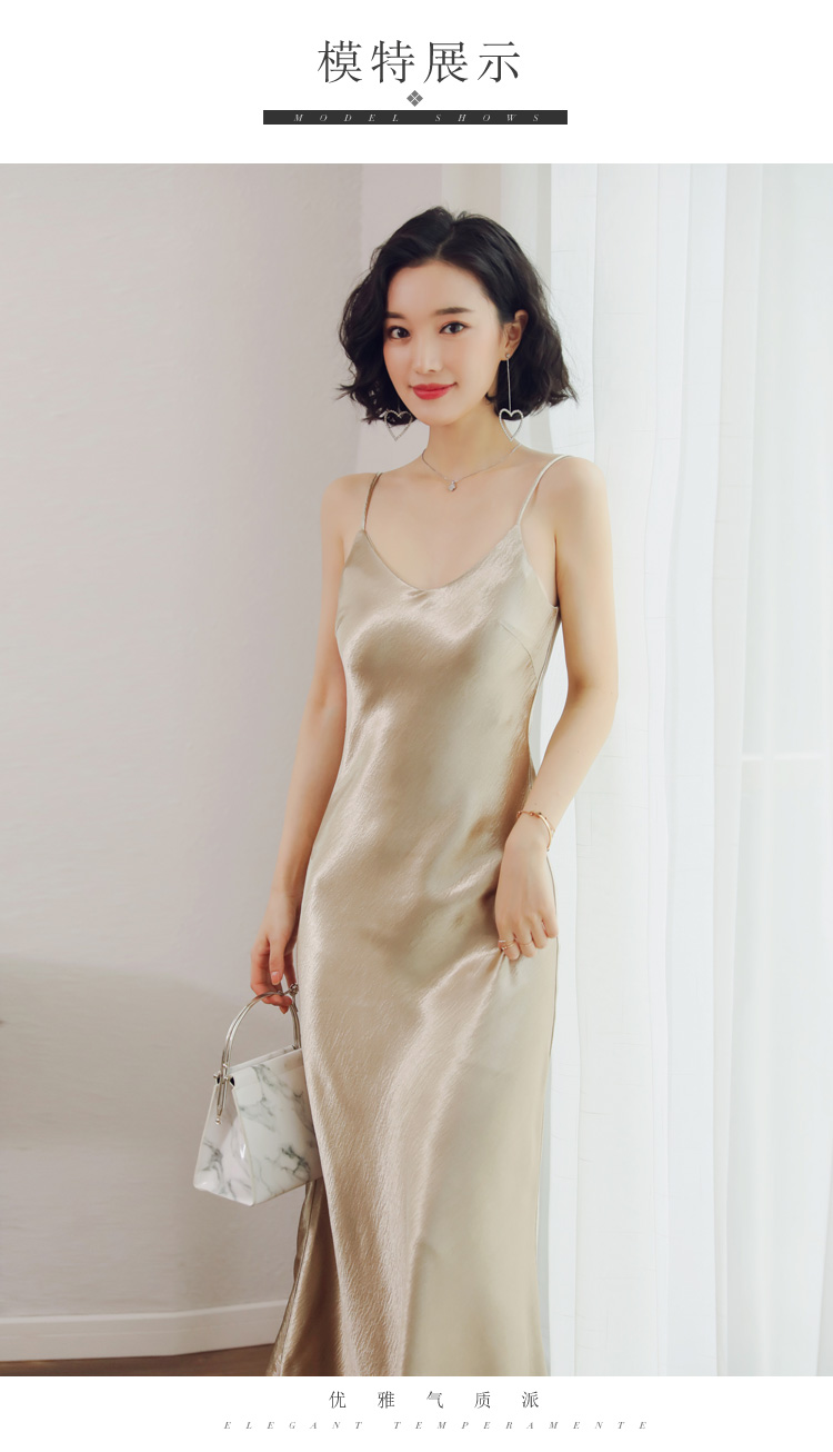 春夏吊带裙连衣裙女长裙打底衫内搭衬裙真丝沙滩裙缎面丝绸大码潮