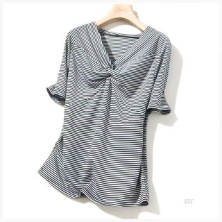 前面打结上衣夏衬衫韩风交叉打结时尚修身夏季短袖女