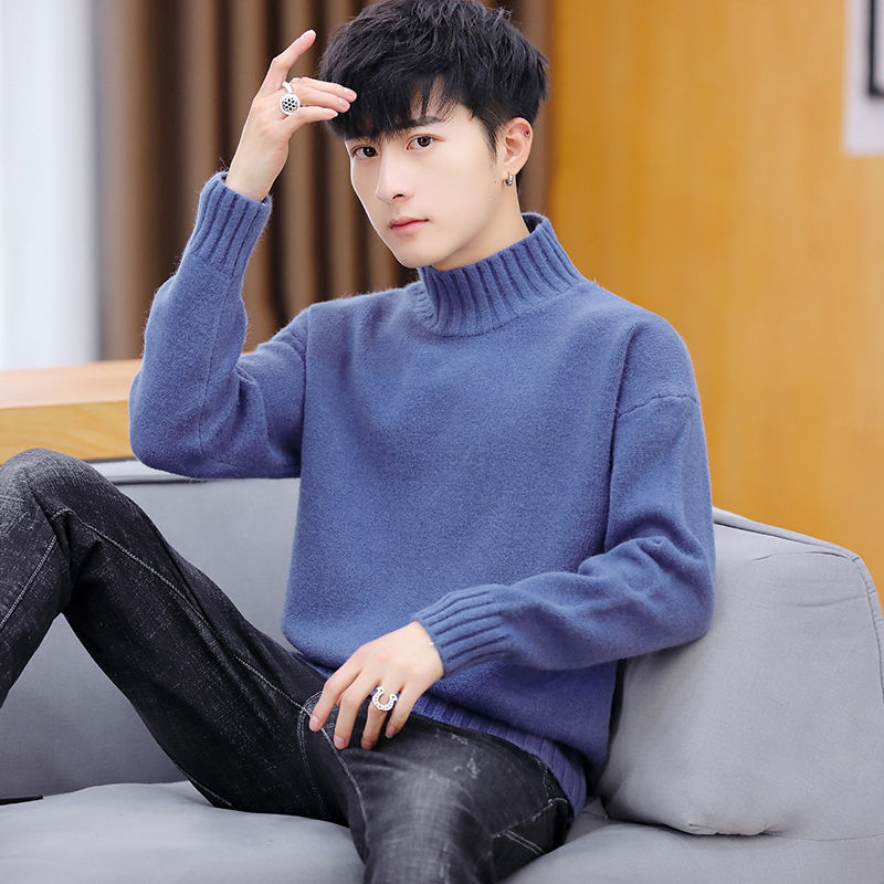加厚毛衣男中青年男士打底衫圆领针织衫宽松保暖上衣毛衫