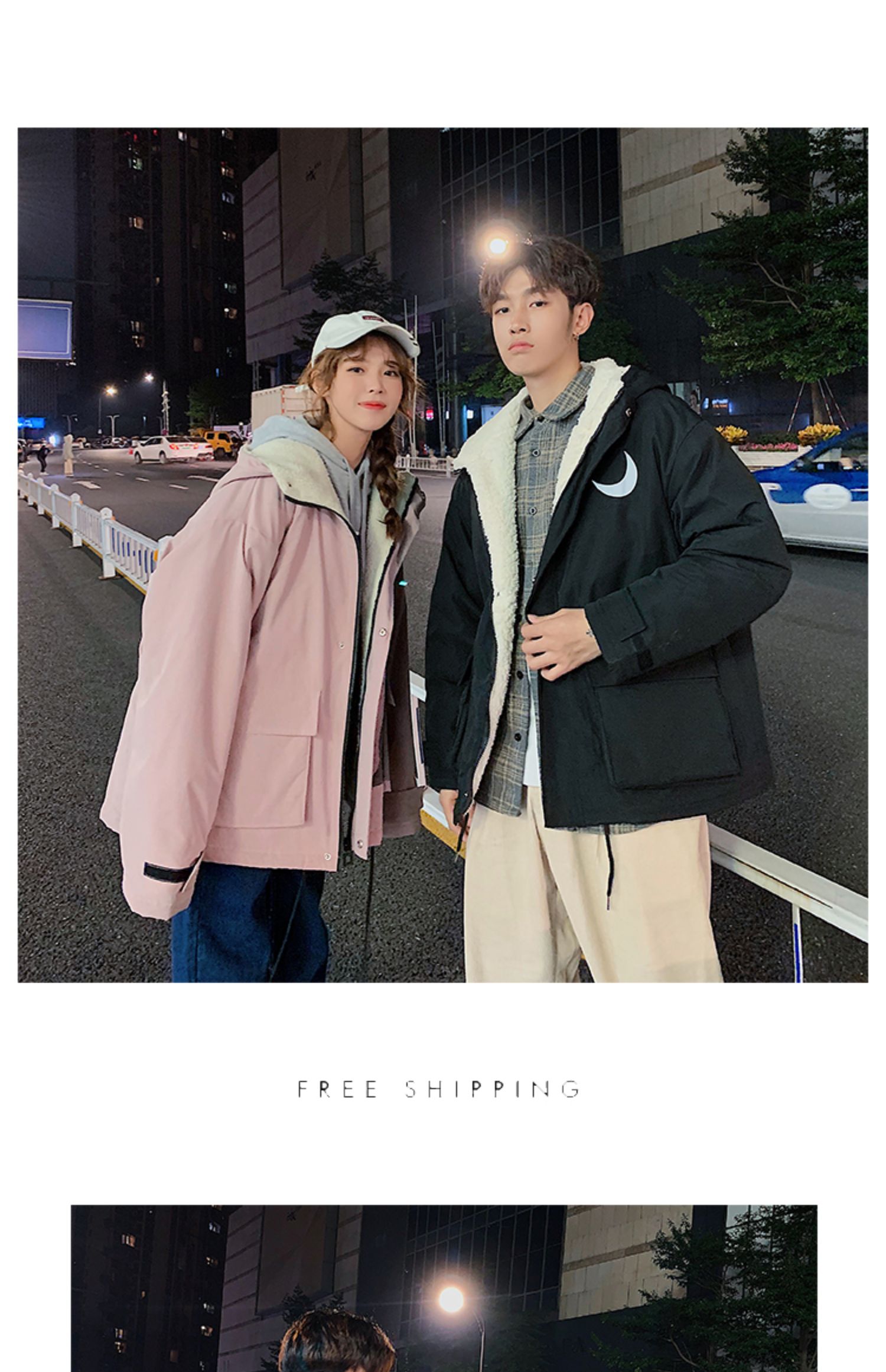 roora情侣装冬装羊羔毛棉服外套女韩版宽松潮ins港风超火加绒棉袄