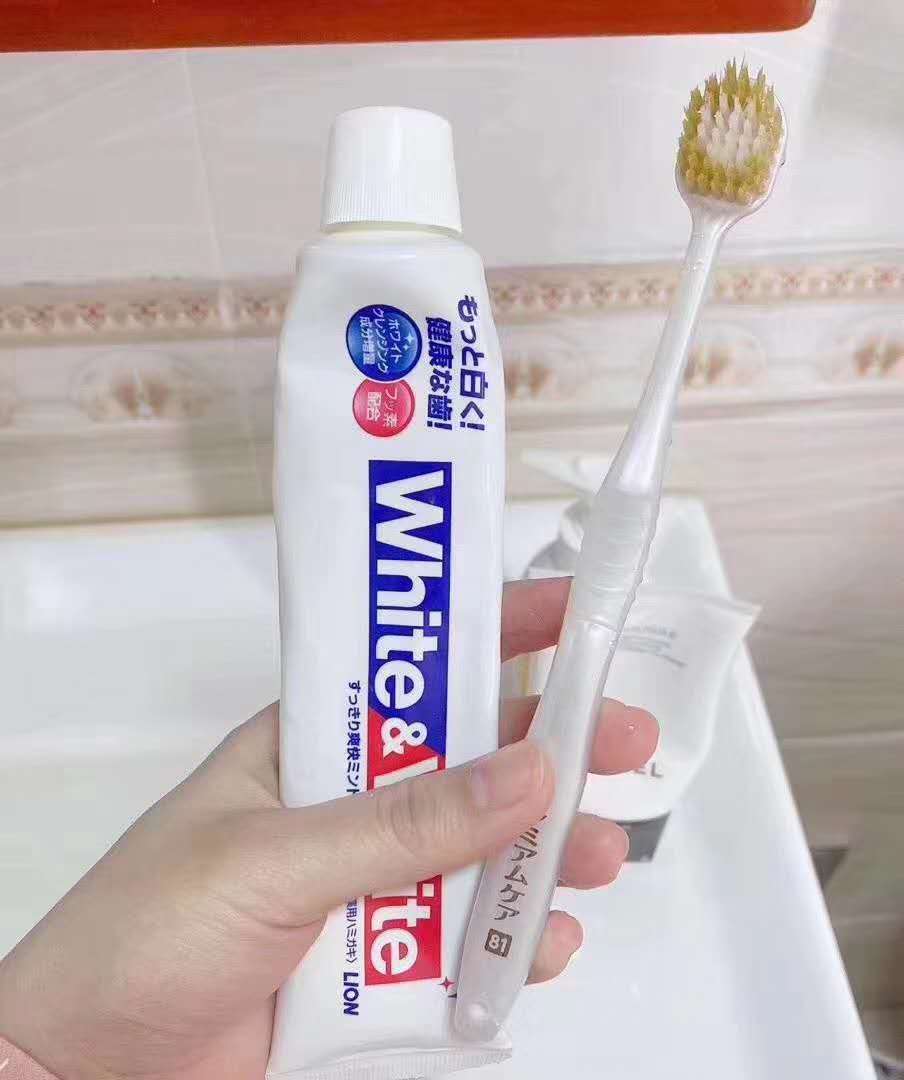 日本lion狮王white美白防蛀大白牙膏薄荷香除牙垢150g