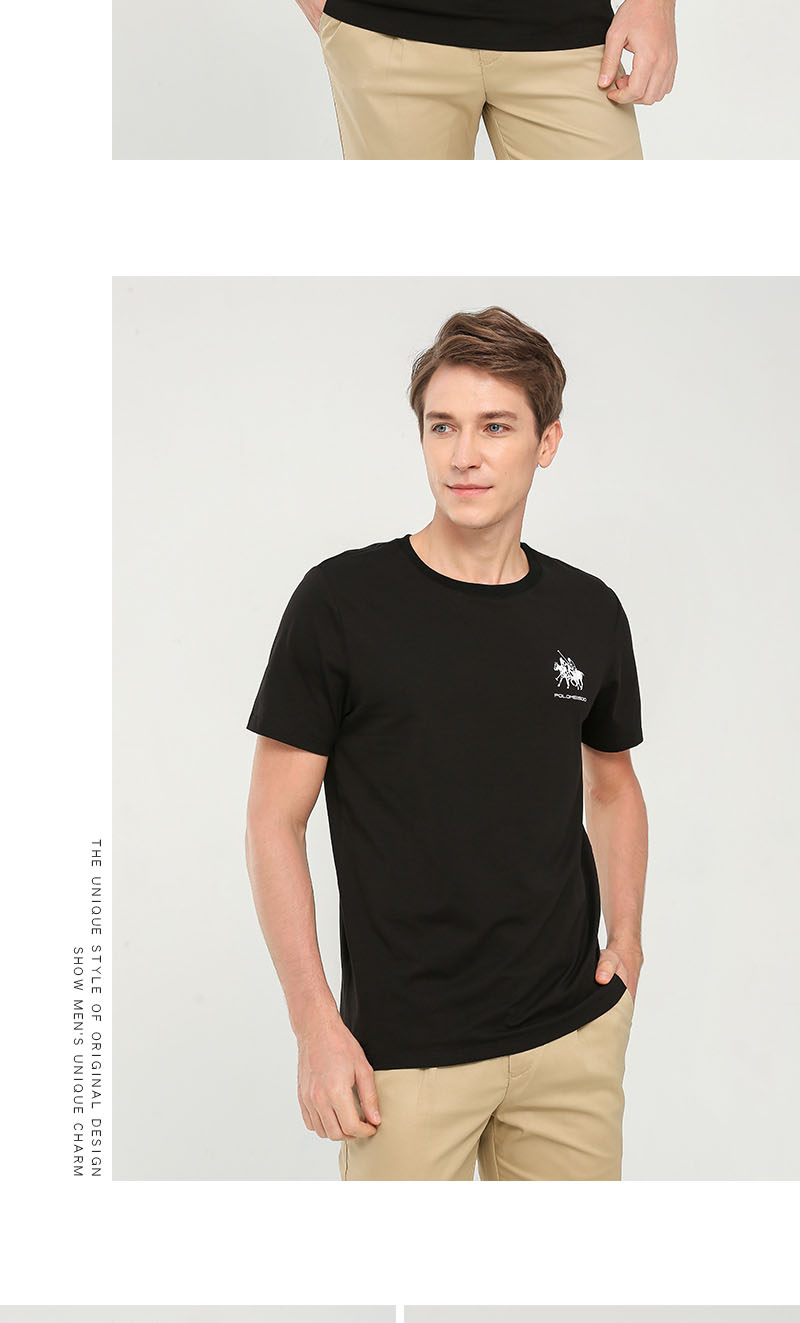 保罗polomeisdo男丝光爽棉圆领短袖t恤