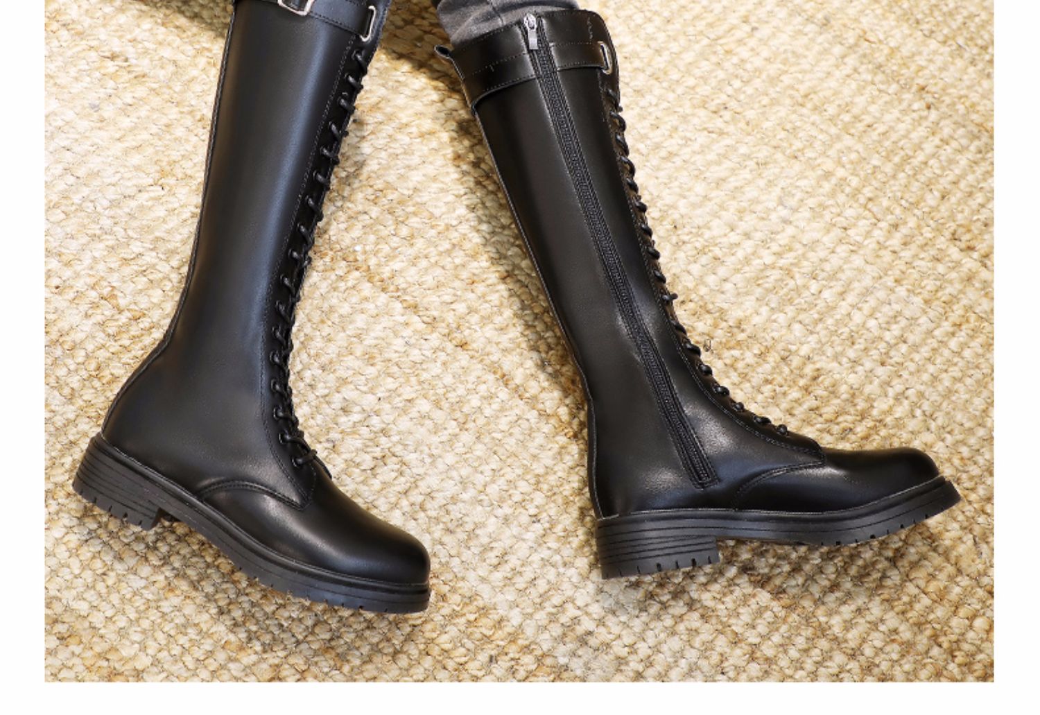 长靴女不过膝2019新款冬加绒雪地长筒秋款中筒高筒骑士马丁皮靴子