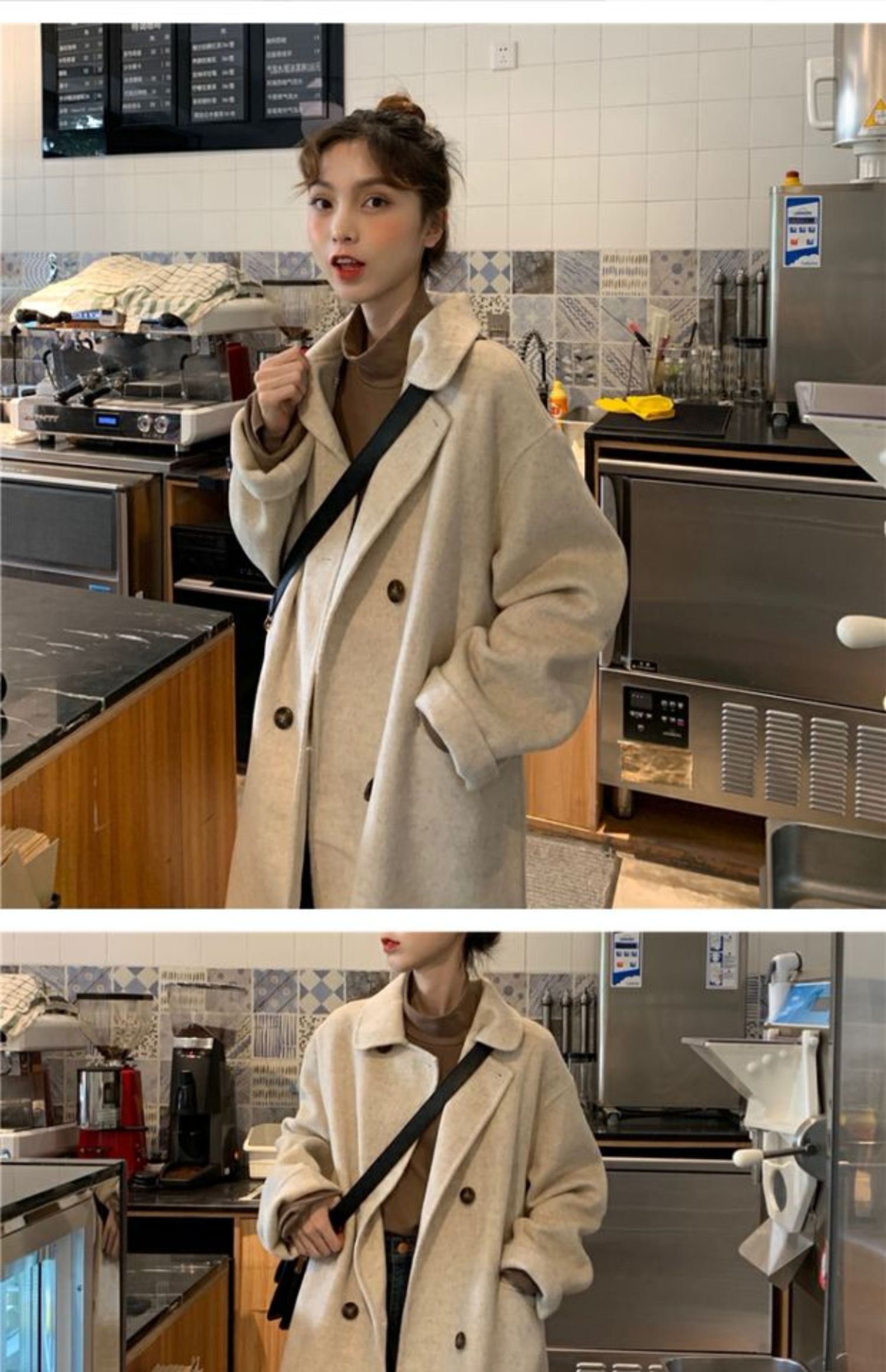 秋冬韩版毛呢大衣女2019新款流行中长款宽松百搭小个子呢子外套潮