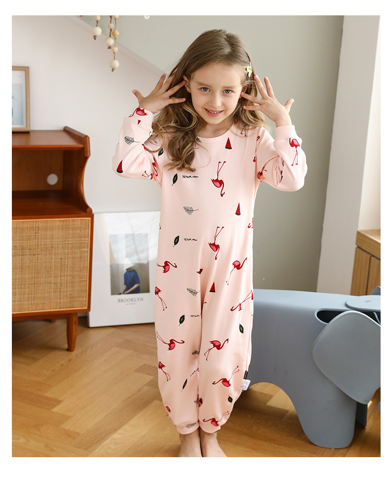 儿童连体睡衣女宝宝女童长袖纯棉小童1大童防踢2-3岁春秋季连体衣