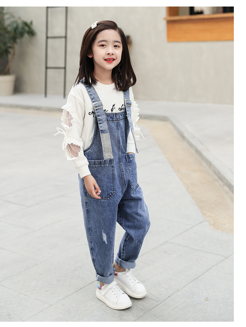 女童牛仔背带裤儿童2020新款春装裤子小女孩长裤宽松春秋中大童潮