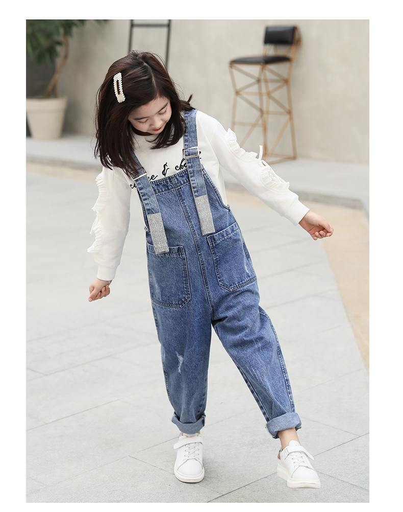 女童牛仔背带裤儿童2020新款春装裤子小女孩长裤宽松春秋中大童潮