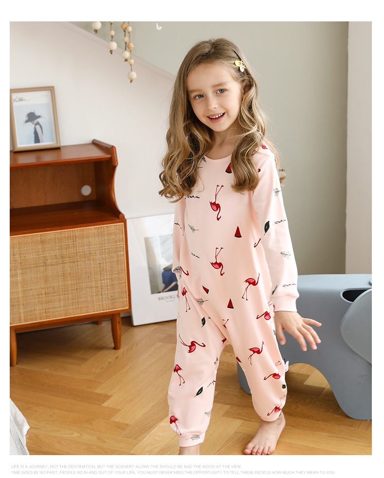 儿童连体睡衣女宝宝女童长袖纯棉小童1大童防踢2-3岁春秋季连体衣