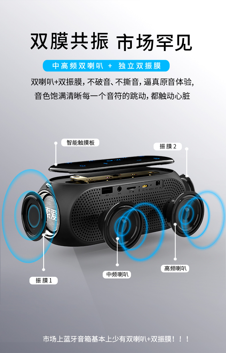 索爱s69无线蓝牙音箱重低音小钢炮插卡音响户外便携收款扩音喇叭
