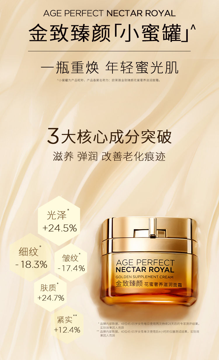 欧莱雅小蜜罐50ml 金致臻颜花蜜奢养女补水保湿滋润抗皱面霜正品