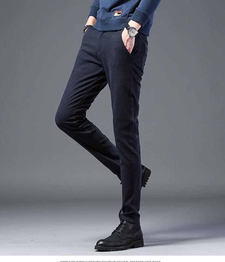 弹力呢绒休闲裤男秋冬新款加厚保暖时尚百搭青年韩版男装男裤