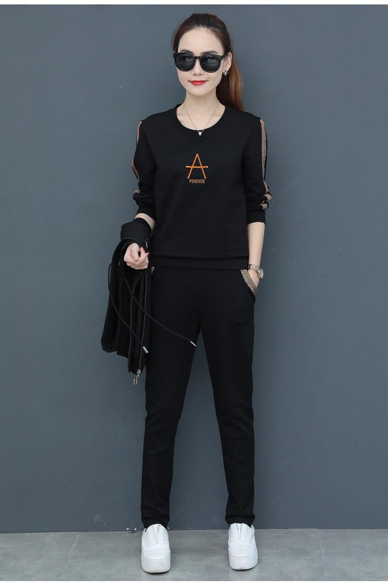 新款休闲运动套装女春秋三件套韩版大码连帽卫衣运动服潮女装