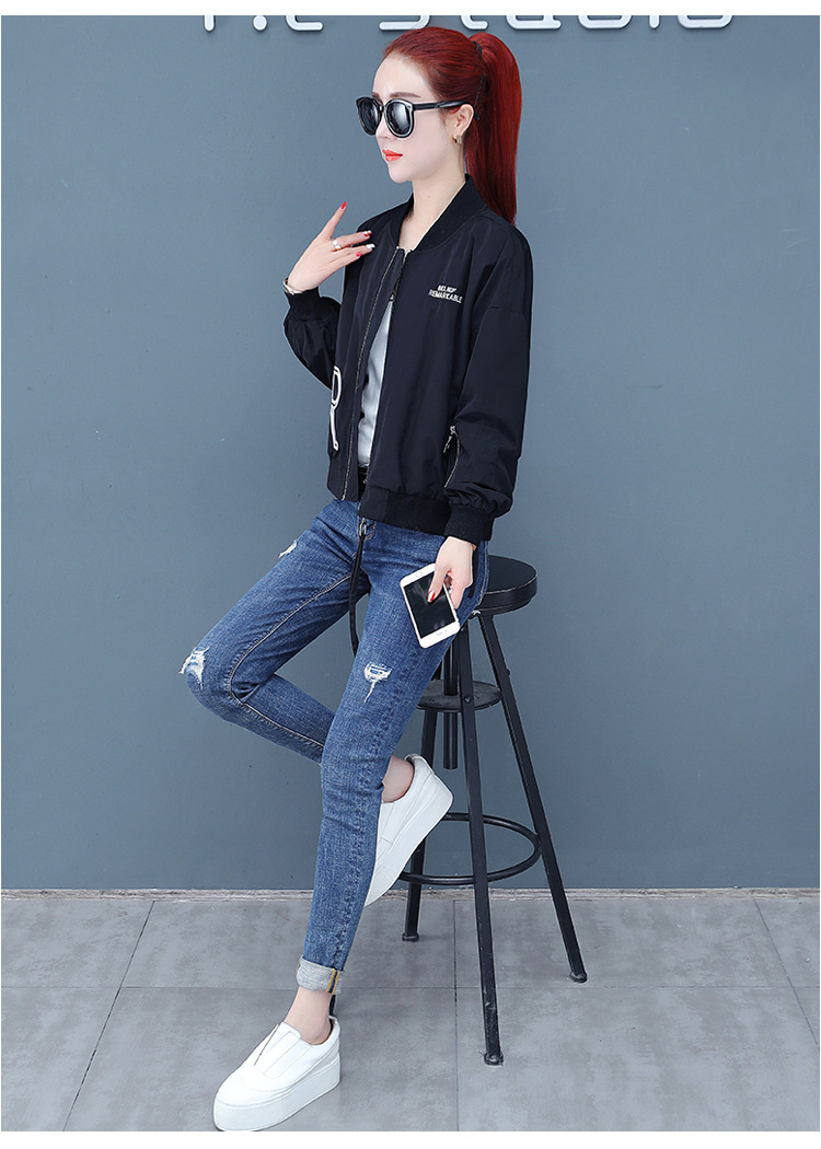 春季新款女式时尚棒球服夹克女装
