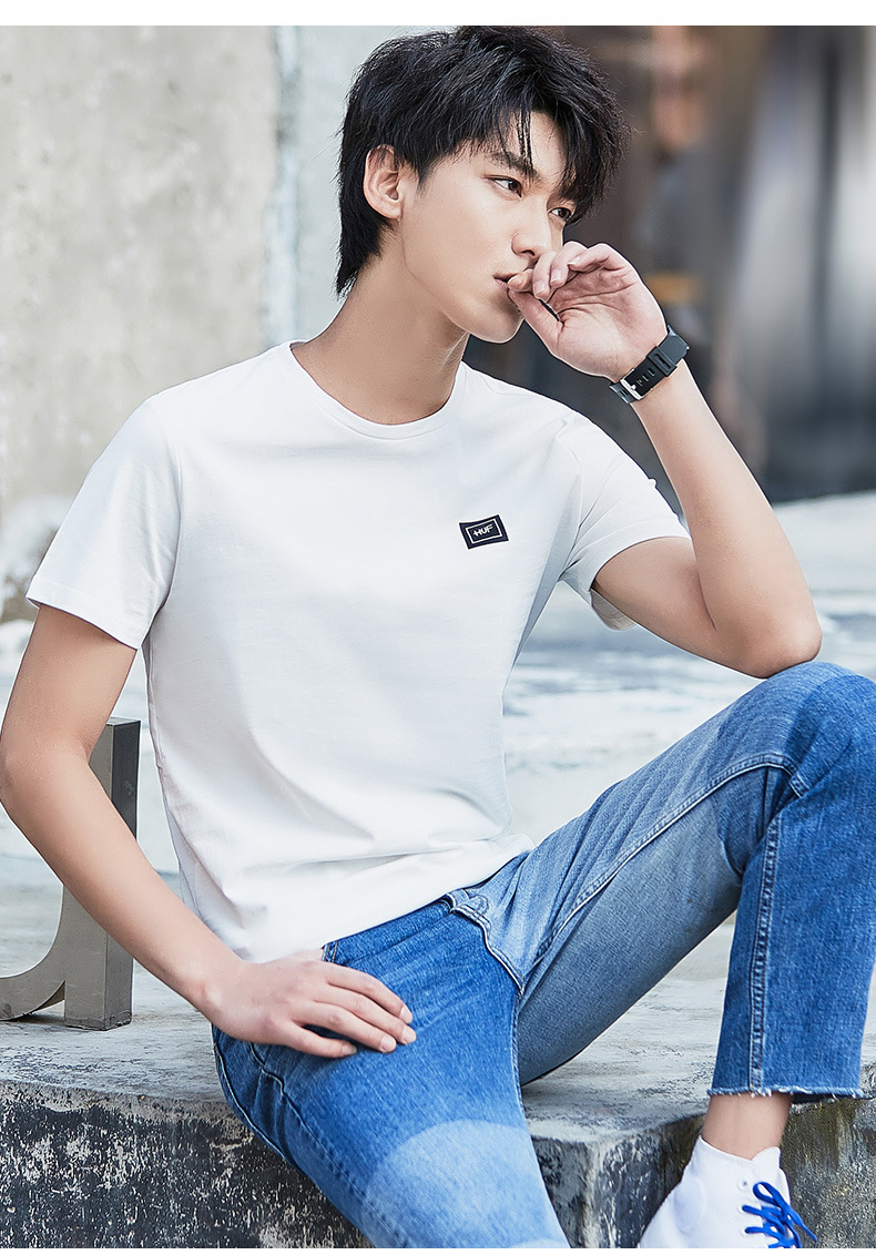 yaloo/雅鹿韩版潮流宽松短袖t恤男装新款 韩版印花半袖t恤