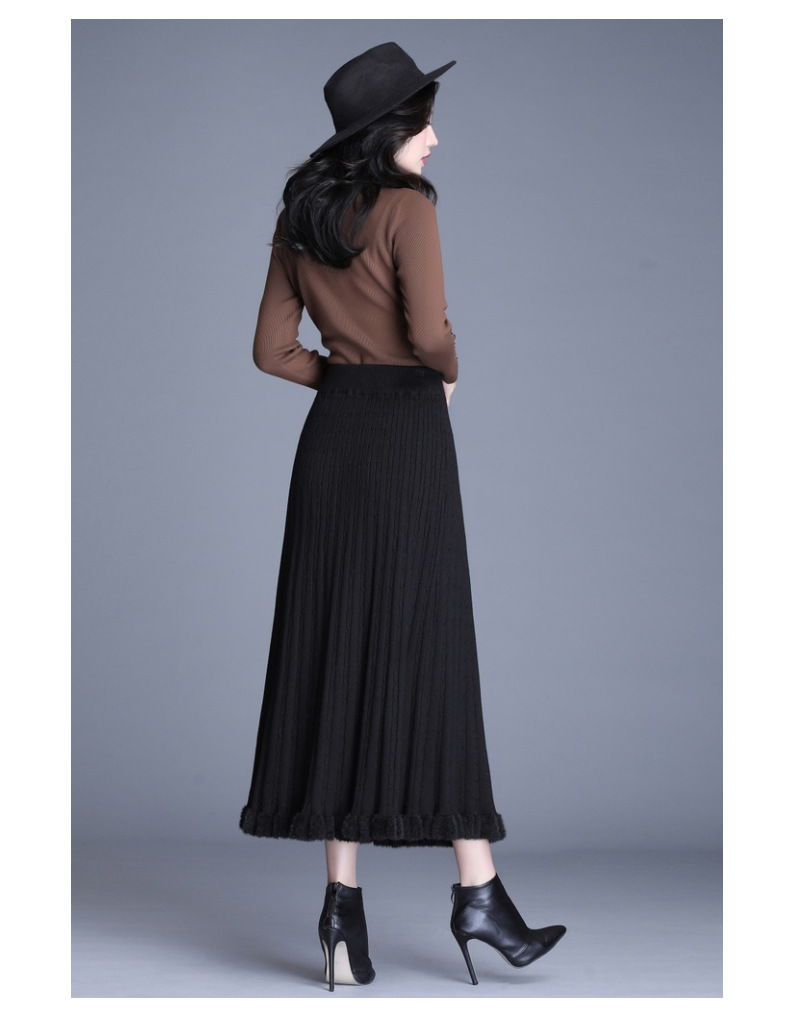 秋冬新款半身裙针织仿貂绒拼接女裙女装