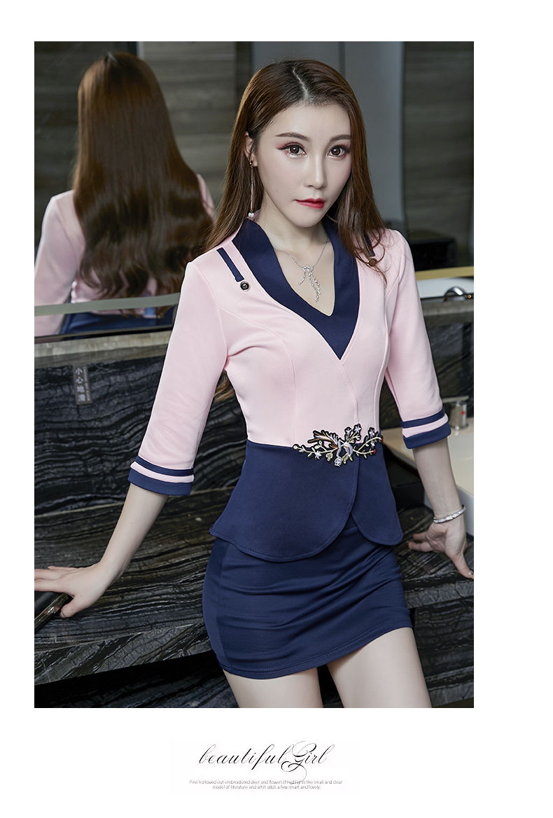 酒店足浴工作服女套装性感夜店秋装桑拿洗浴按摩女足疗技师空姐服