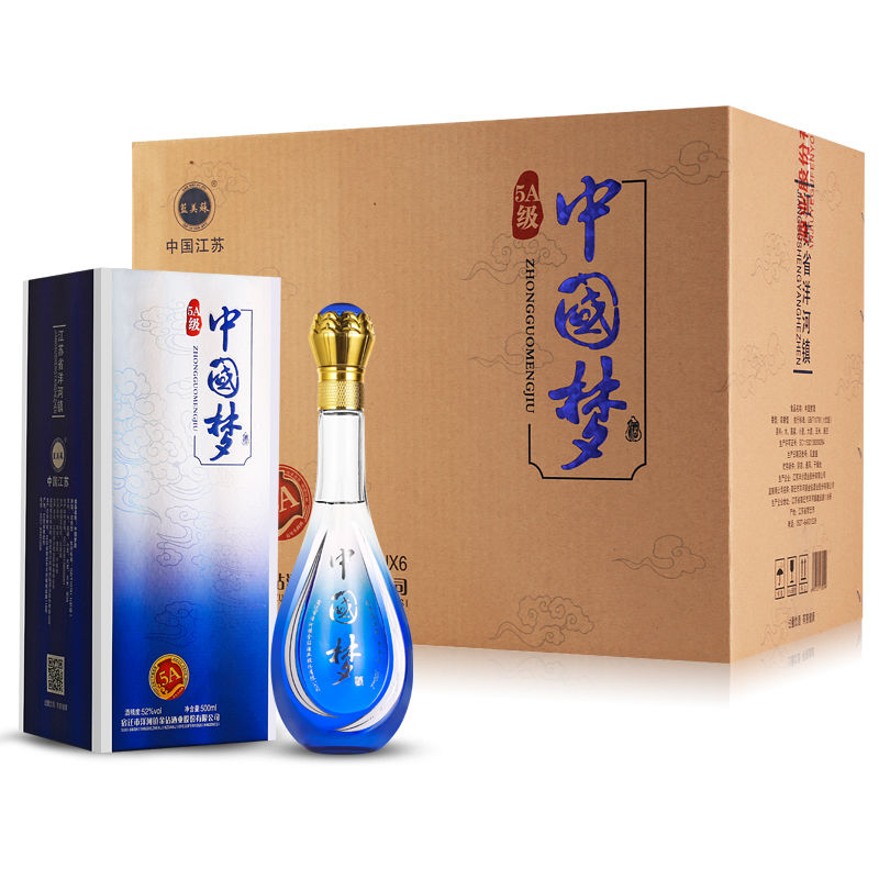 洋河镇中国梦白酒整箱特价原浆酒52度酒水500ml*6瓶高梁纯粮食酒