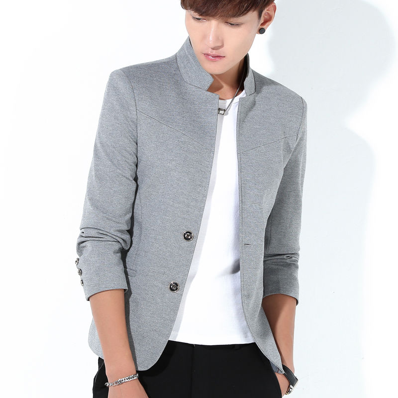 男士小西装男装新款韩版修身青年立领中山装休闲西装单西服男外套