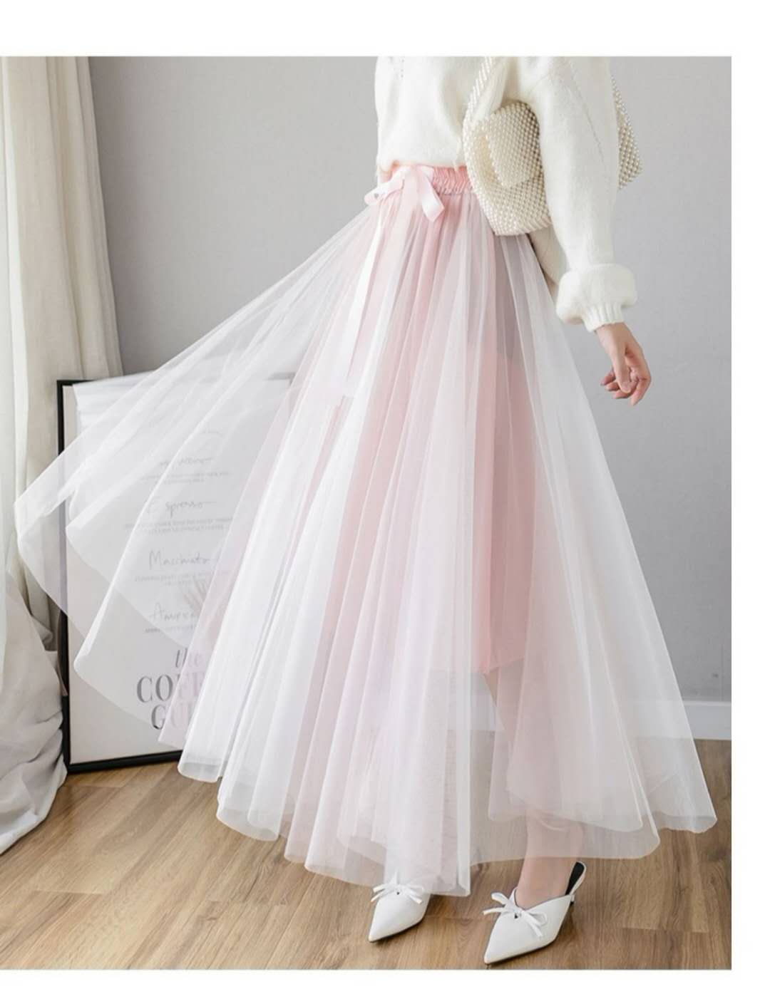 新款夏半身裙女学生网纱裙子中长款修身大摆蓬蓬裙高