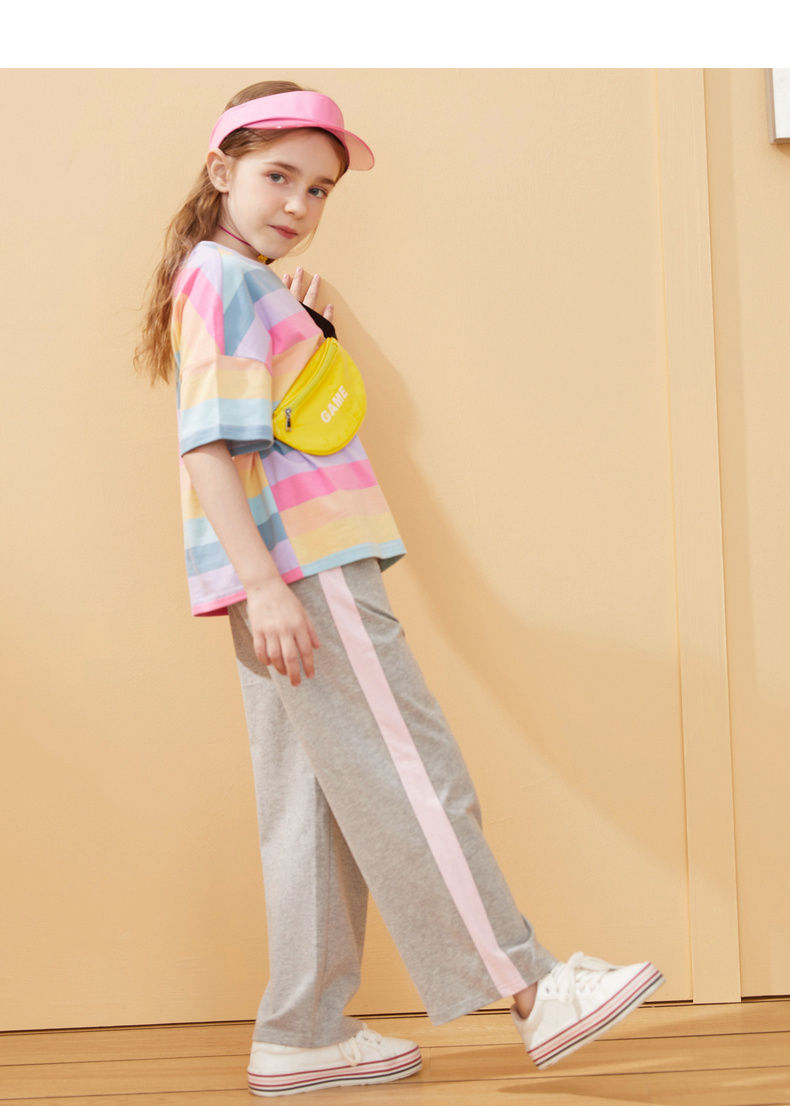 【balabala】巴拉巴拉旗下棉致套装儿童t恤2020新款夏装网红彩虹童装