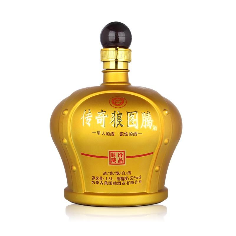 内蒙古闷倒驴传奇狼图腾清香型白酒1.5l瓷瓶白酒52度草原烈酒