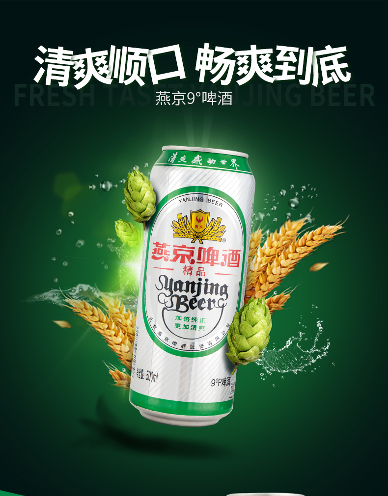 燕京清爽啤酒9度啤酒整箱批发500ml*12罐