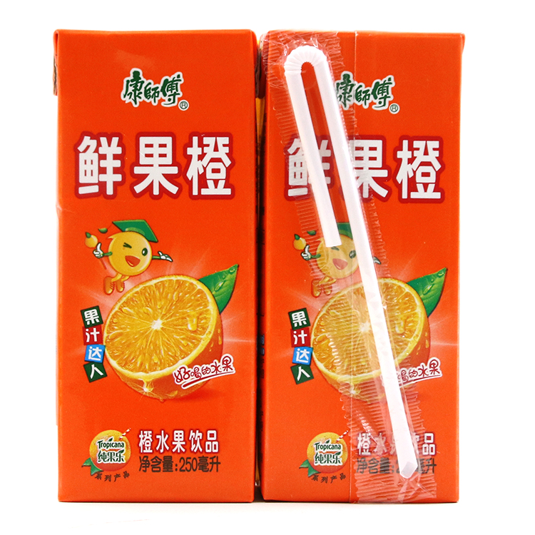 康师傅鲜果橙汁味饮品水果味饮料纸盒装250ml*24盒包邮 美团外卖