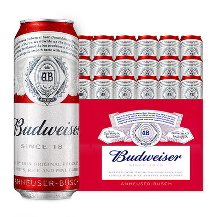 女王节 budweiser/百威啤酒 小麦醇正拉罐500ml*18听 整箱